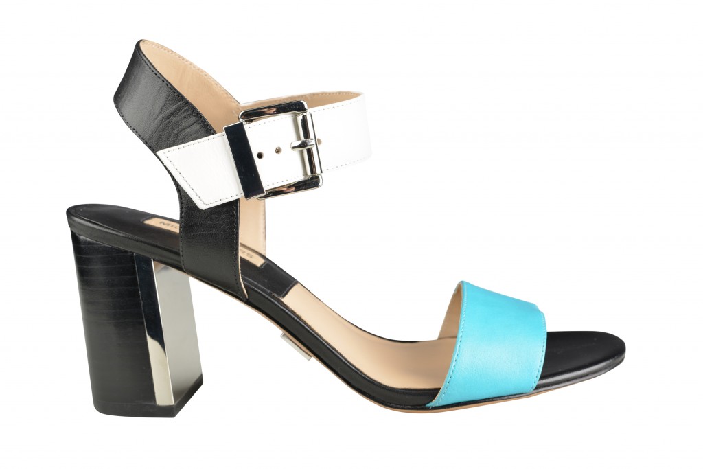 Michael Kors color-block sandal with metallic heel, 395, Saks Fifth ...