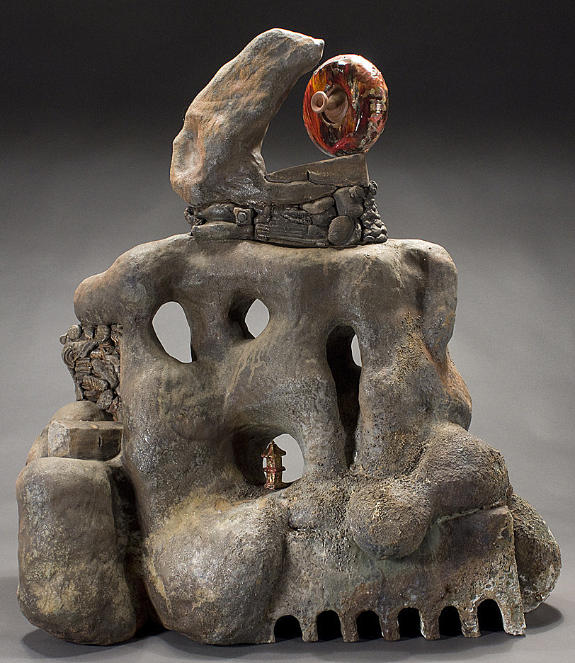 K. Ekstam-Taroko. Wood, and low-fired clay. 35in.Hx32in.Wx15 in.