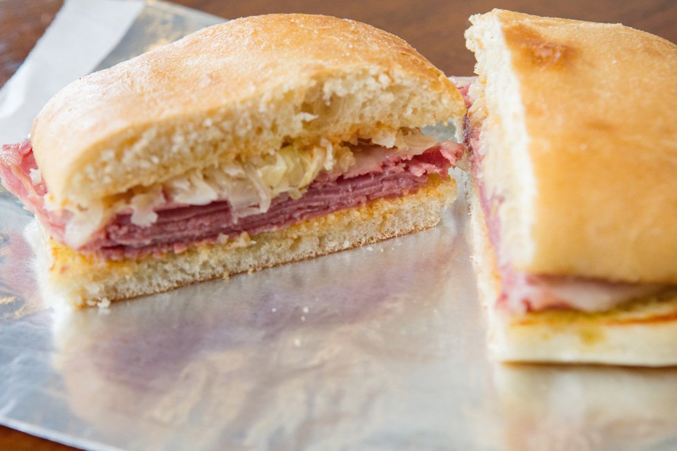 District House’s take on a classic Reuben is served on a ciabatta roll. Photo by Brent Fuchs.