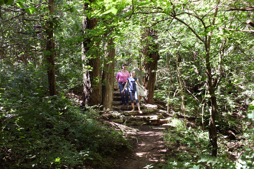 Enjoy varying terrains on the inspiration trail, as it winds along the side of the canyon. Photo courtesy Oklahoma department of Tourism and Recreation.