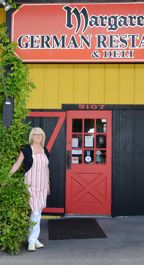 Margaret Rzepczynski outside her eponymous restaurant. Photo by Natalie Green.