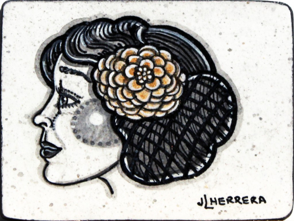 Golden Profile, Ink on Panel Mounted Paper by Jeannette L. Herrera aka BlueFaceKiller-2