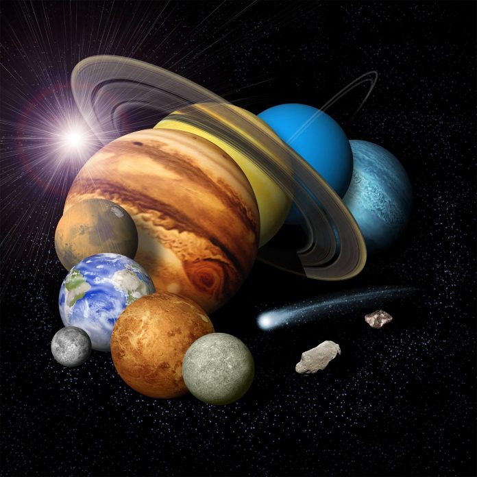 Solar System Montage with Eight Planets (Artist's Concept)