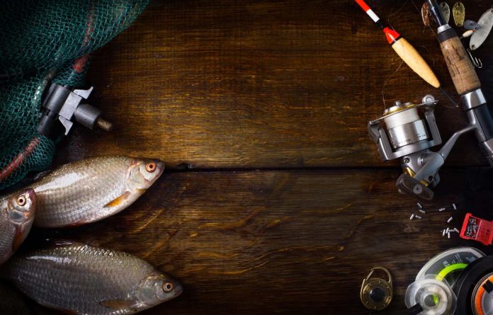 art sports fishing rod and tackle background