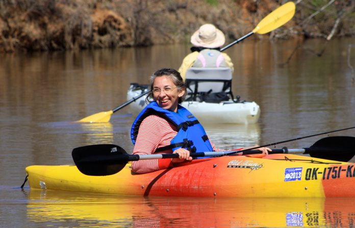 Women kayak during the last BOW camp.