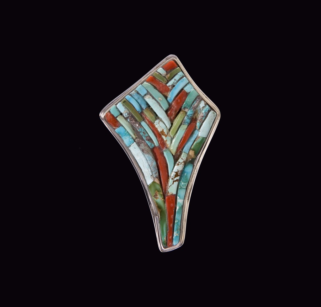 Silver inlaid pendant by Charles Loloma. Photo courtesy Philbroom Museum of Art.