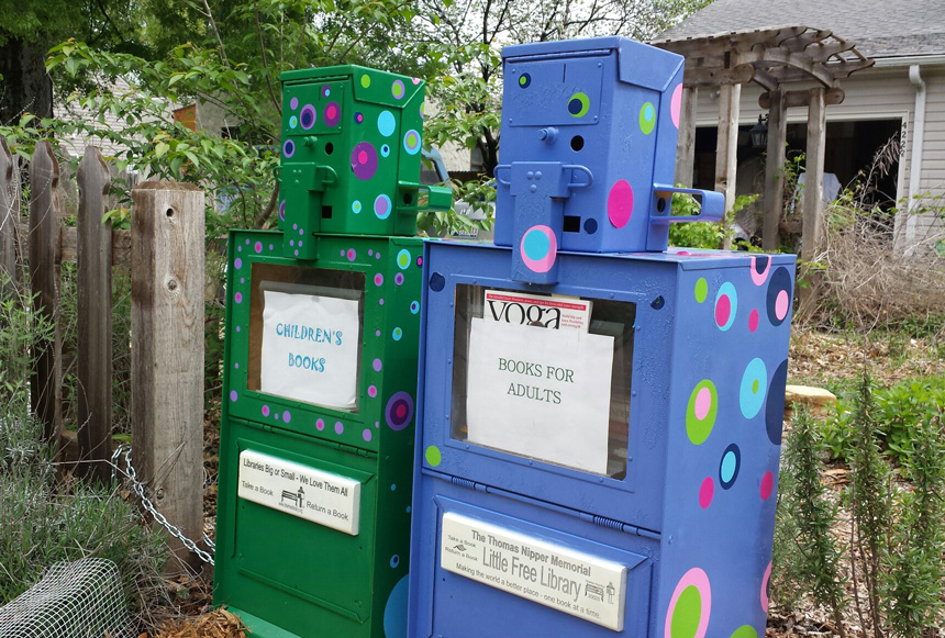 Nipper’s Little Free Library is located on the curb of her west Tulsa property. Photo courtesy Clara Nipper.